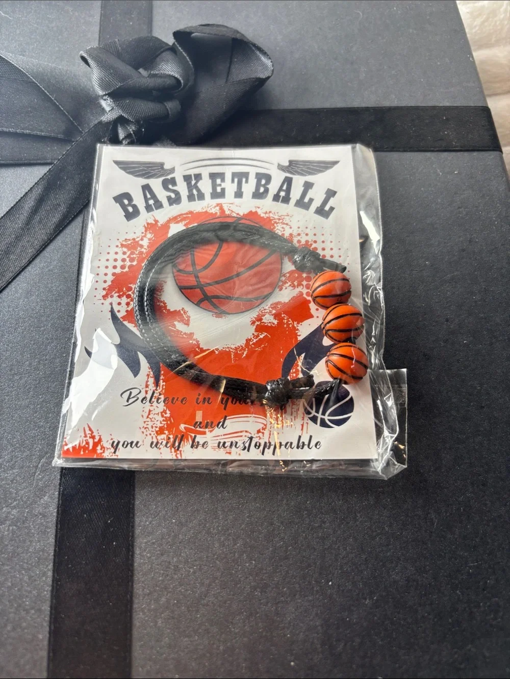 Kids Basketball Charm Bracelet - Orange